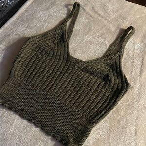 Olive Green Knit Crop Top